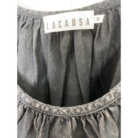 Lacausa Womens Reina Mini Dress Size Medium Ruffle‎ Adjustable Straps Black - Picture 11 of 12